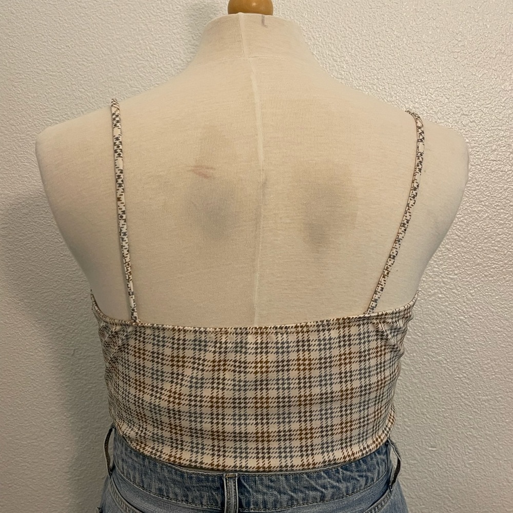 Brown plaid tank cropped top